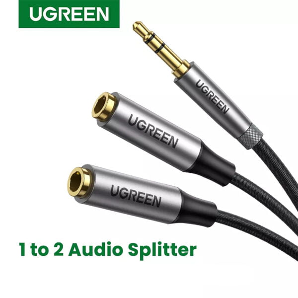 Cable Audio Splitter Audífonos 1x2 Stereo 3.5mm 0.20 metros Ugreen